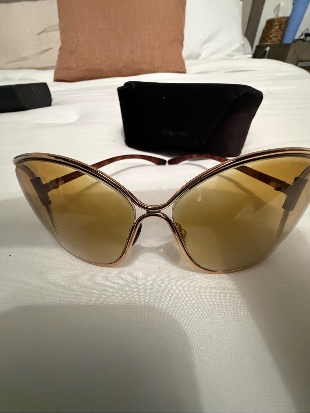 Tom Ford Gold-Brown Cat Eye Sunglasses